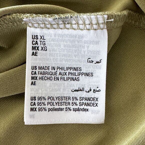 INC X-Large Top Ruched V-Neck Long Sleeve Stretch Hi-Low Hem Button Accent Green - Picture 7 of 8